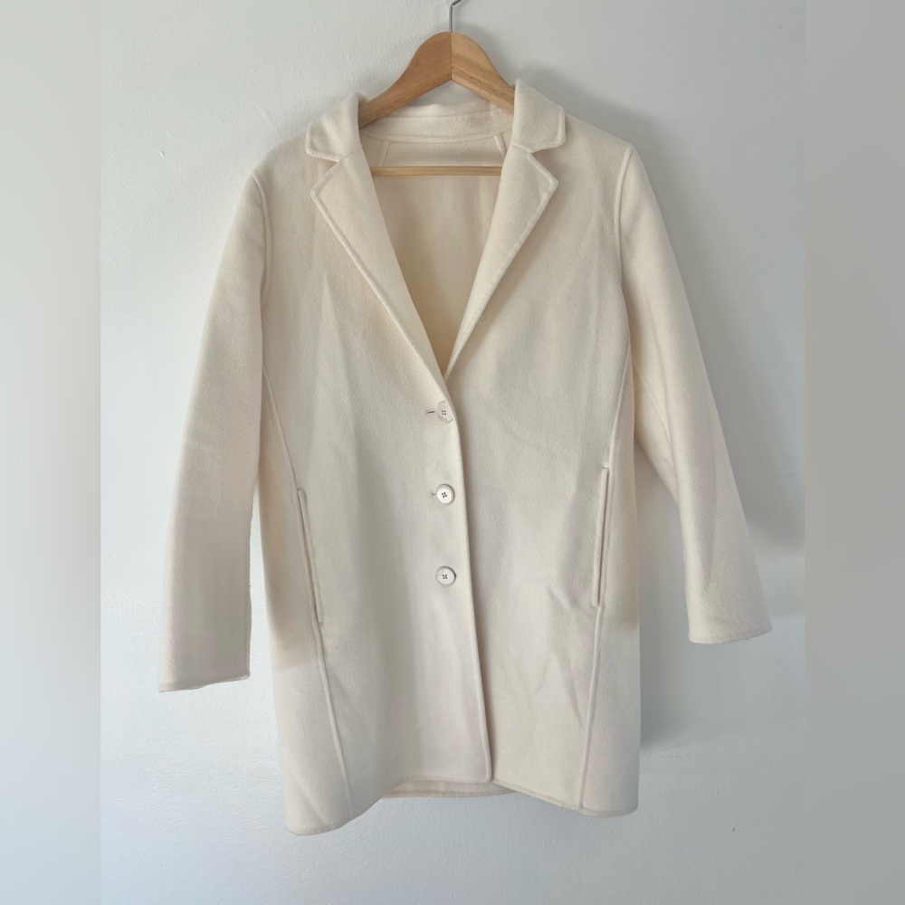Banana Republic Wool Blend Double Face Mid Length‎ Top Coat Phoenix Cream